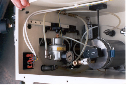 Internal view of boiler flue switch test rig