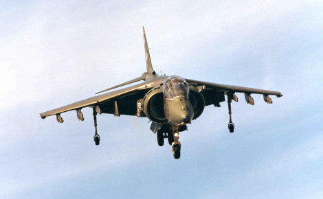 The Harrier hovering